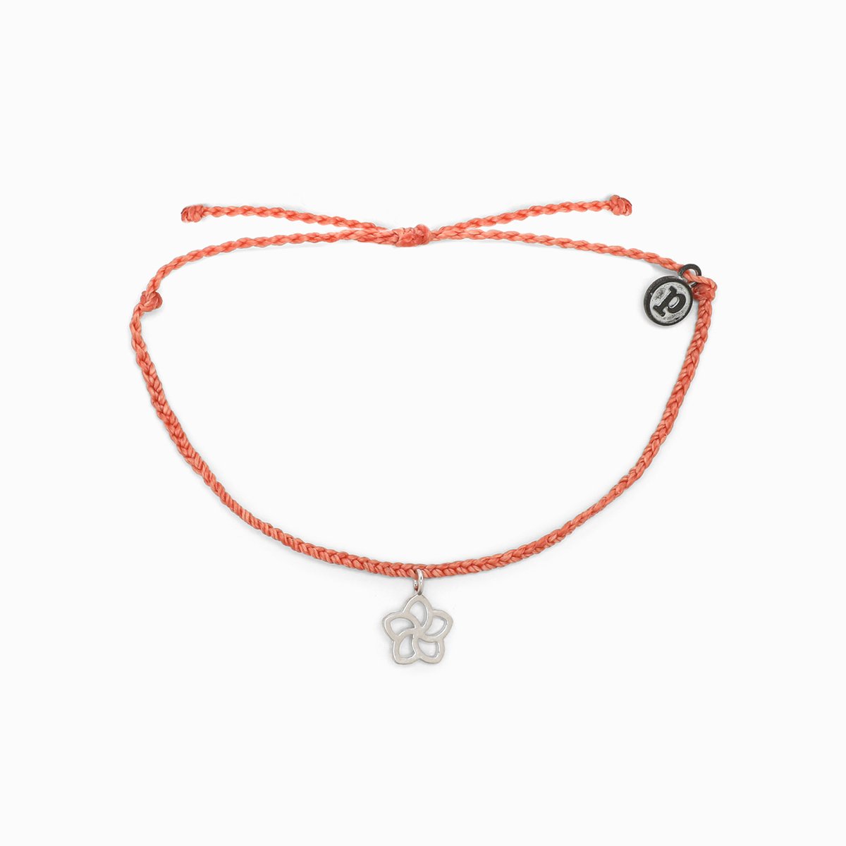 Pura Vida Silver Plumeria Charm Bracelet (Salmon)