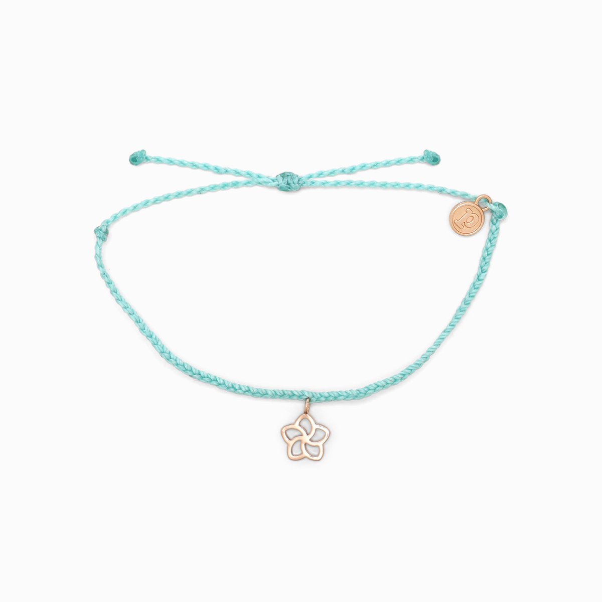 Pura Vida Rose Gold Plumeria Charm Bracelet (Seafoam)