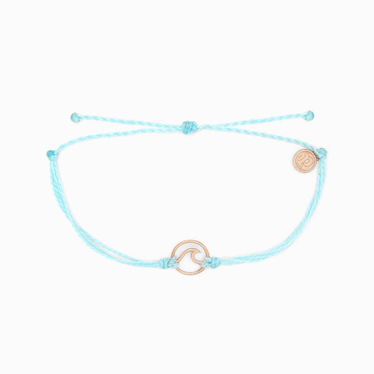 Pura Vida Rose Gold Wave Charm Bracelet (Ice Blue)