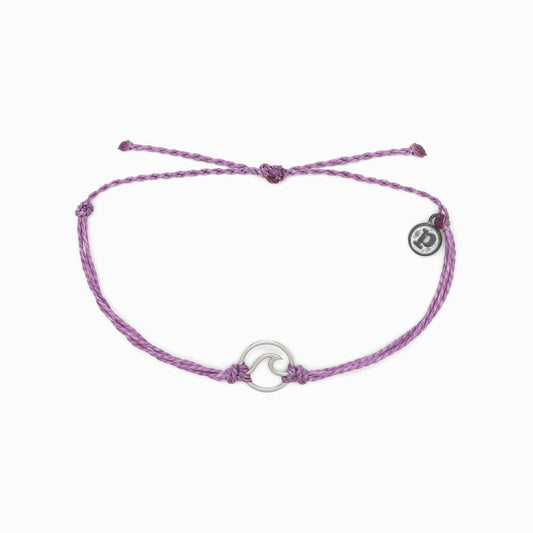 Pura Vida Silver Wave Charm Bracelet (Light Purple)