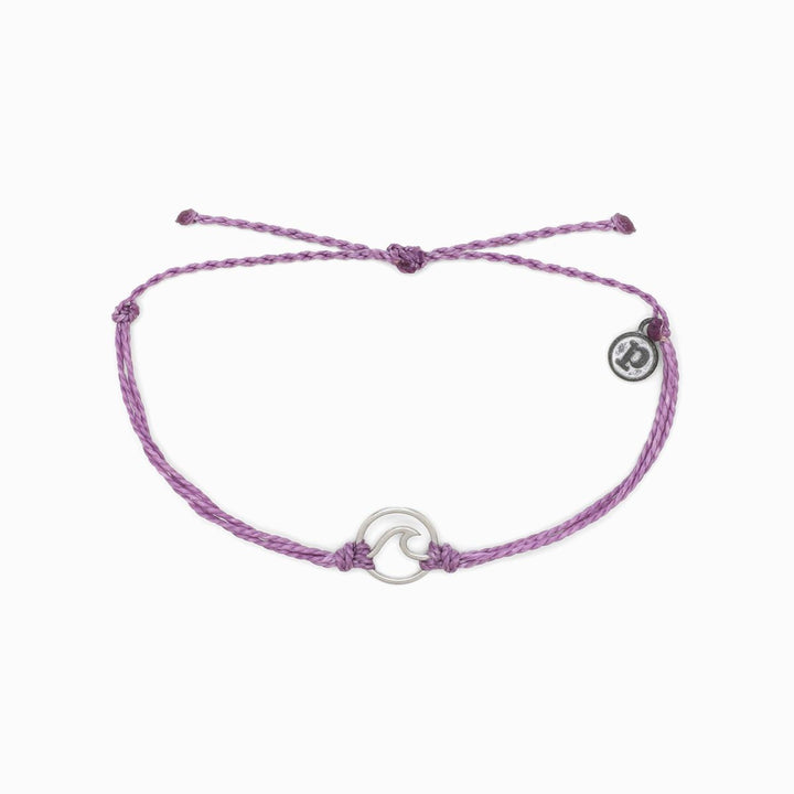 Pura Vida Silver Wave Charm Bracelet (Light Purple)
