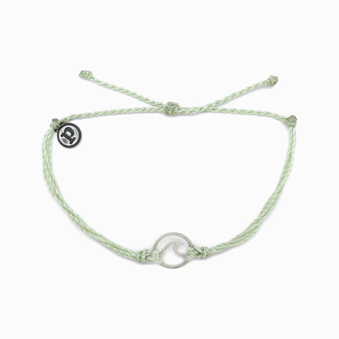 Pura Vida Silver Wave Charm Bracelet (Minty Green)