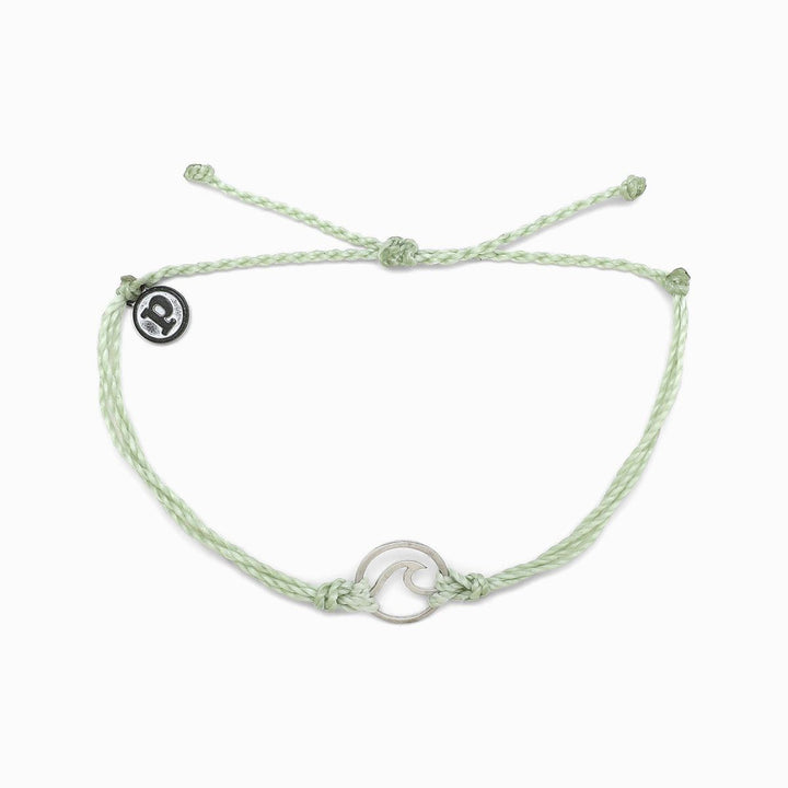 Pura Vida Silver Wave Charm Bracelet (Minty Green)