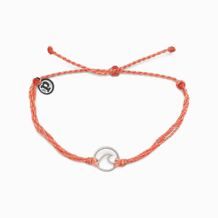 Pura Vida Silver Wave Charm Bracelet (Salmon)