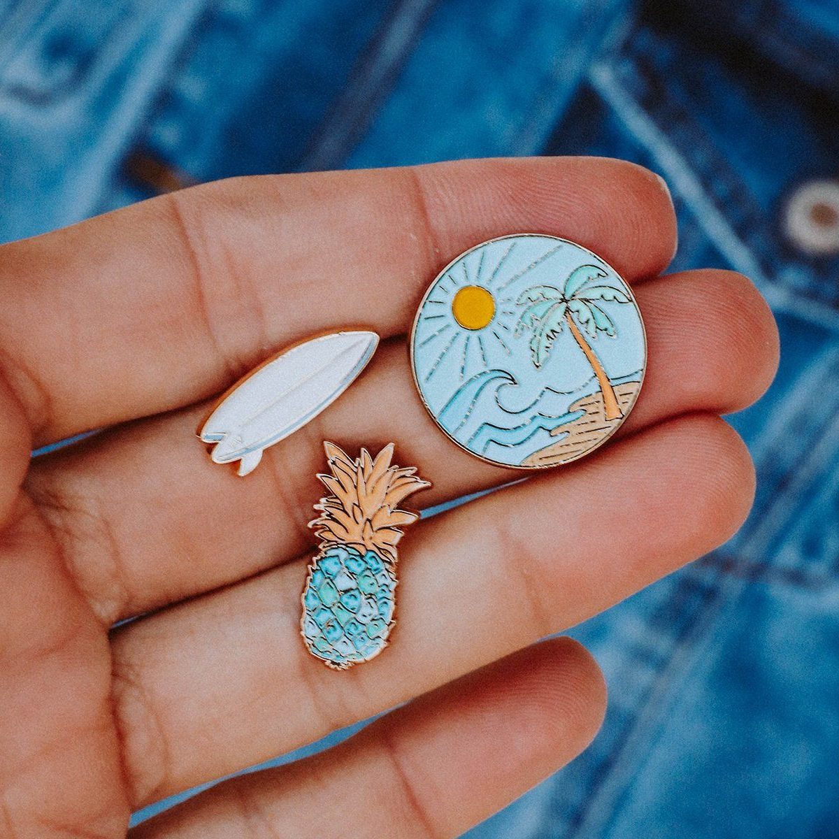 Pura Vida Surf Check Pin Set of 3