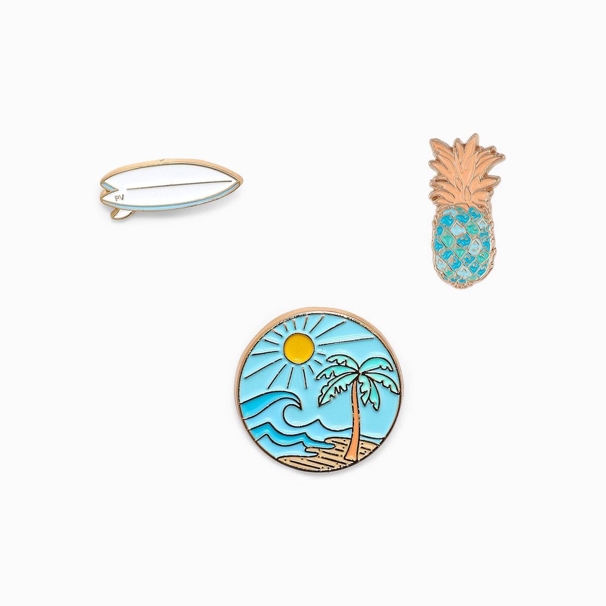Pura Vida Surf Check Pin Set of 3
