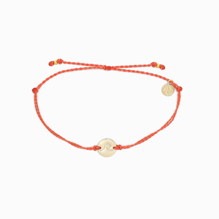 Pura Vida Gold Wave/Surf Coin Charm Bracelet (Coral)