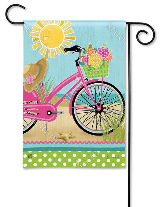 Morning Beach Ride Garden Flag