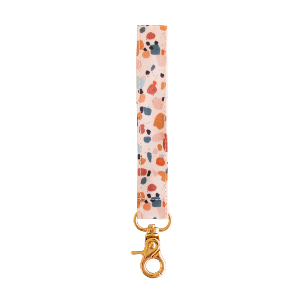 Pink Terrazzo Wristlet Keychain