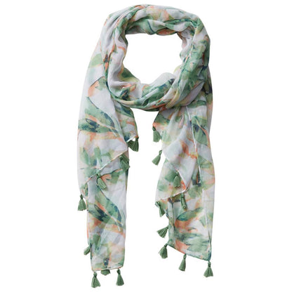 Tropical Jungle Floral Tassel Scarf (Aloha)