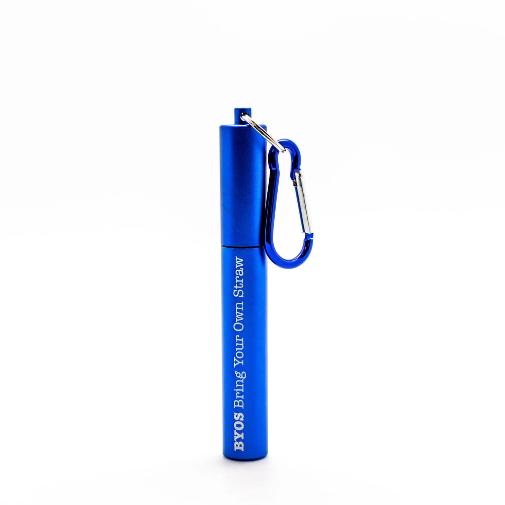 Blue Telescoping Reusable Straw Set