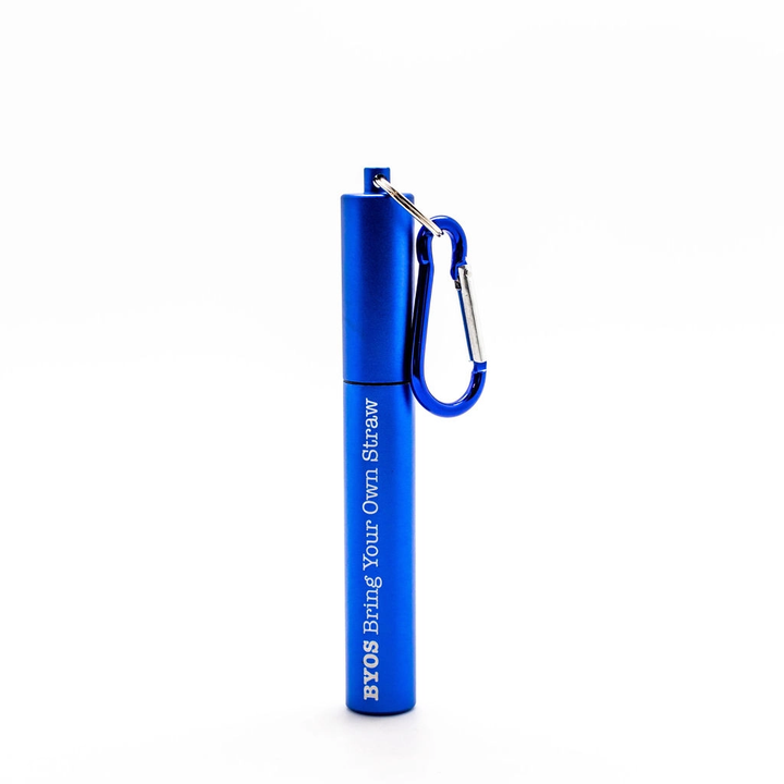 Blue Telescoping Reusable Straw Set