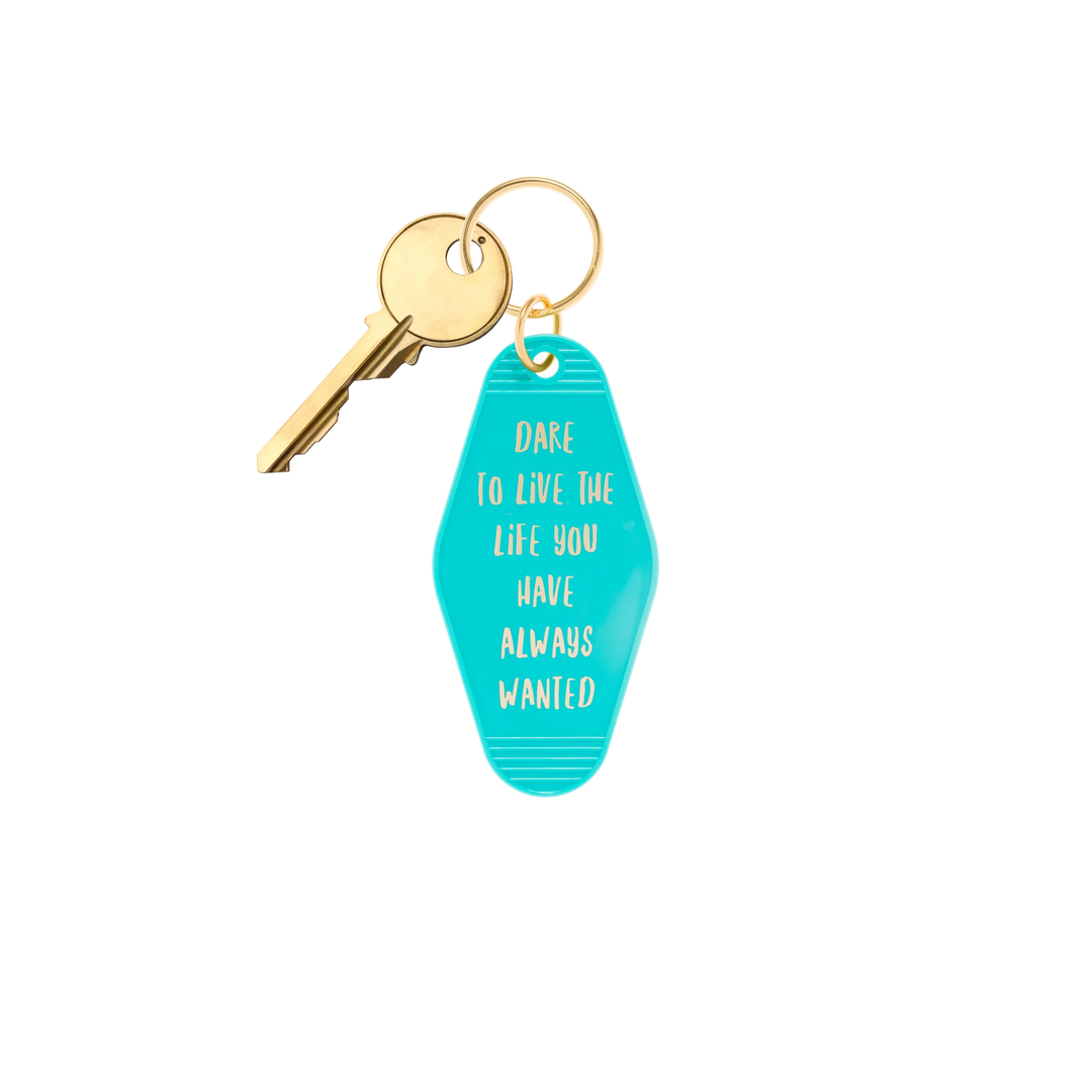 "Dare To Live The Life" Retro Motel Keychain
