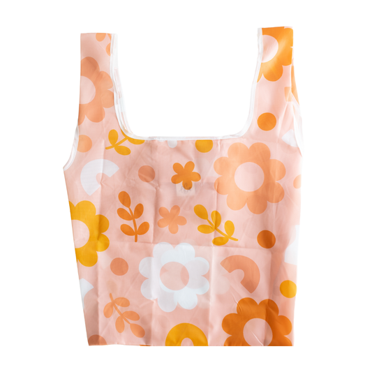 Funky Floral Beige Reusable Bag