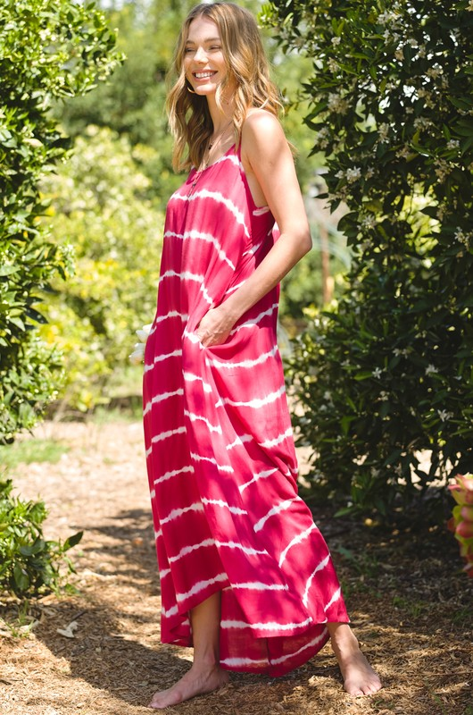 Elysian Tie-Dye Dress (Raspberry)
