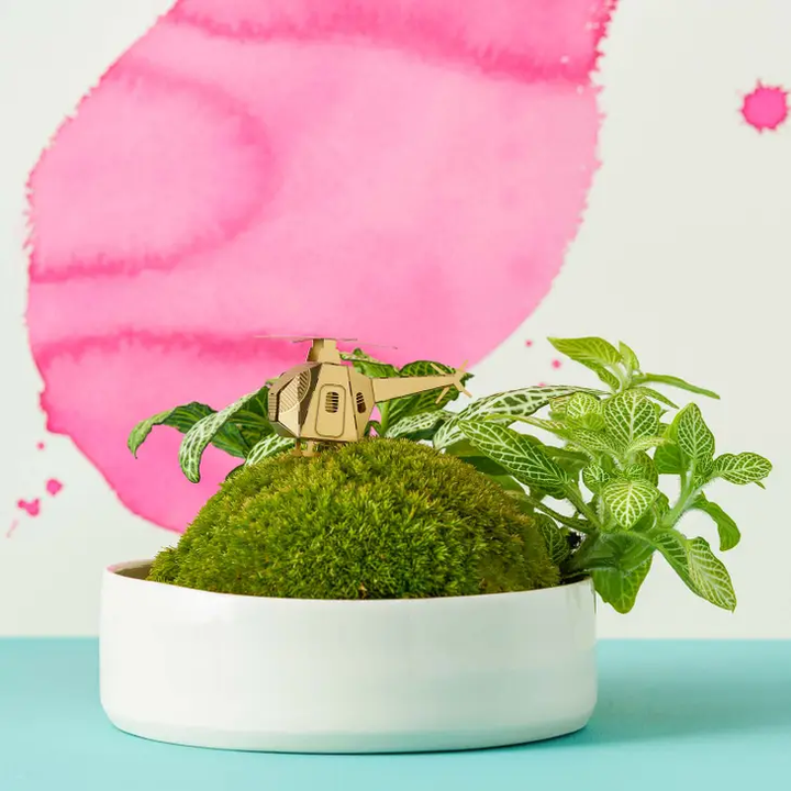 Helicopter Mini Model - Terrarium Decor DIY Kit