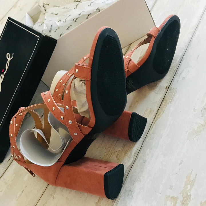 Qupid Embellished Wrap Heel - Blush (Size 10)