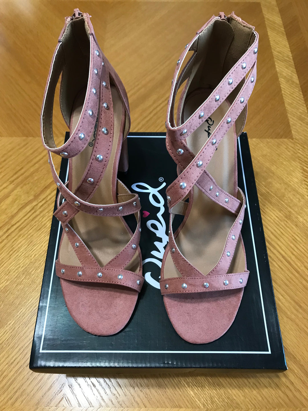 Qupid Embellished Wrap Heel - Blush (Size 10)