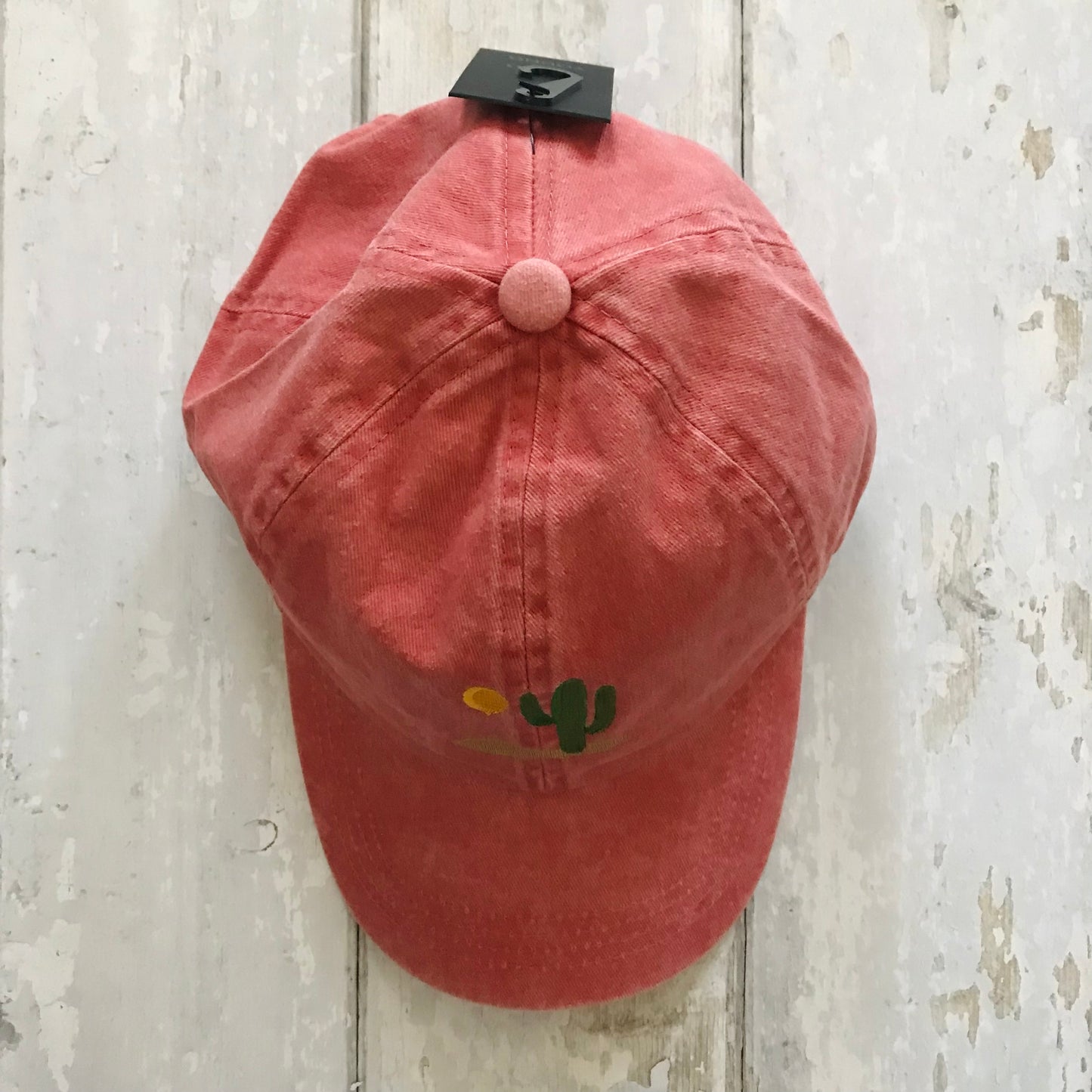Cactus Embroidery Washed Baseball Cap (Burnt Orange)