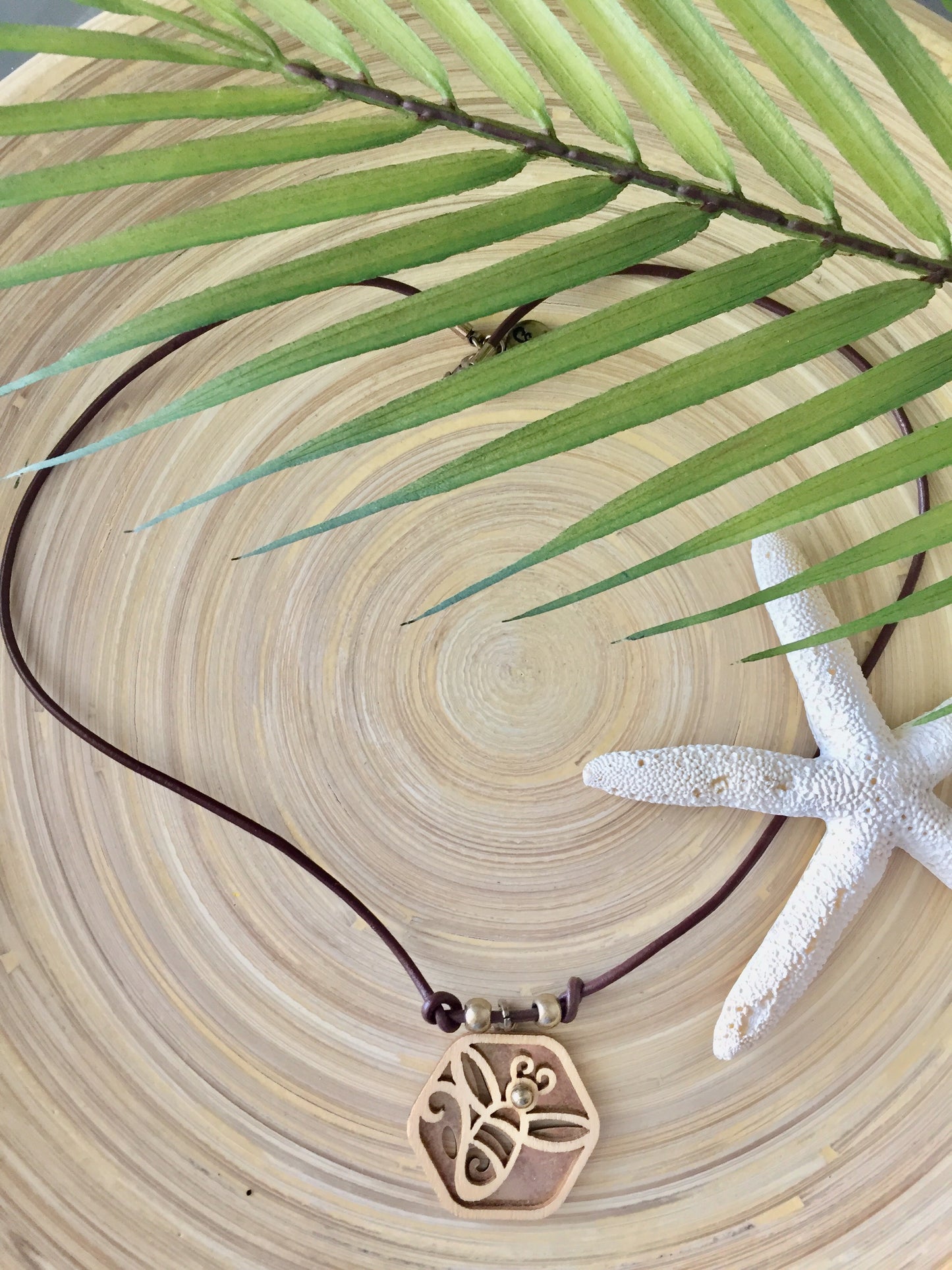 Flourish Bee Wood Necklace