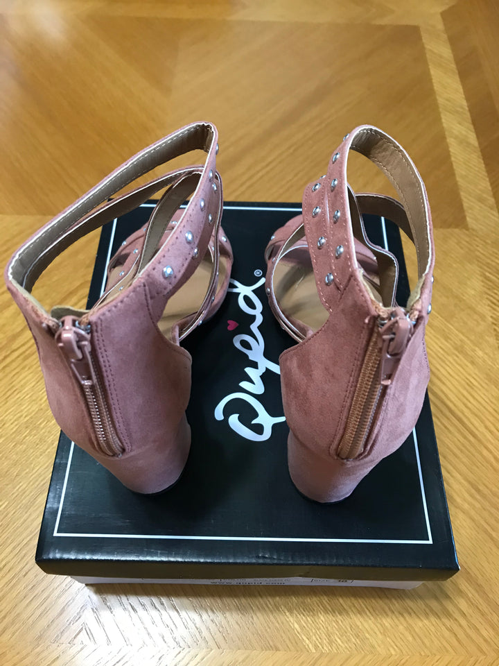 Qupid Embellished Wrap Heel - Blush (Size 10)