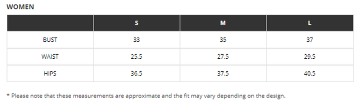 La Miel Size Chart