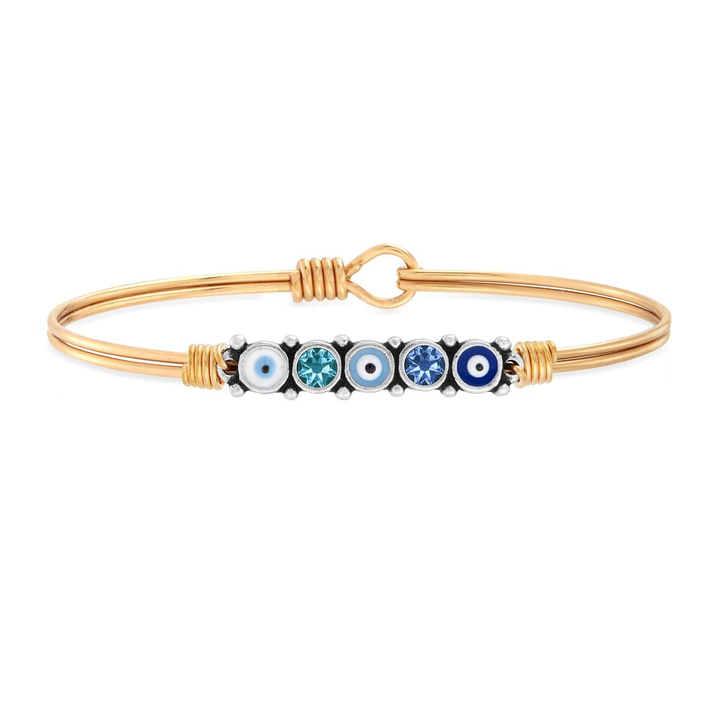 Blue Ombre Evil Eye Bangle Bracelet