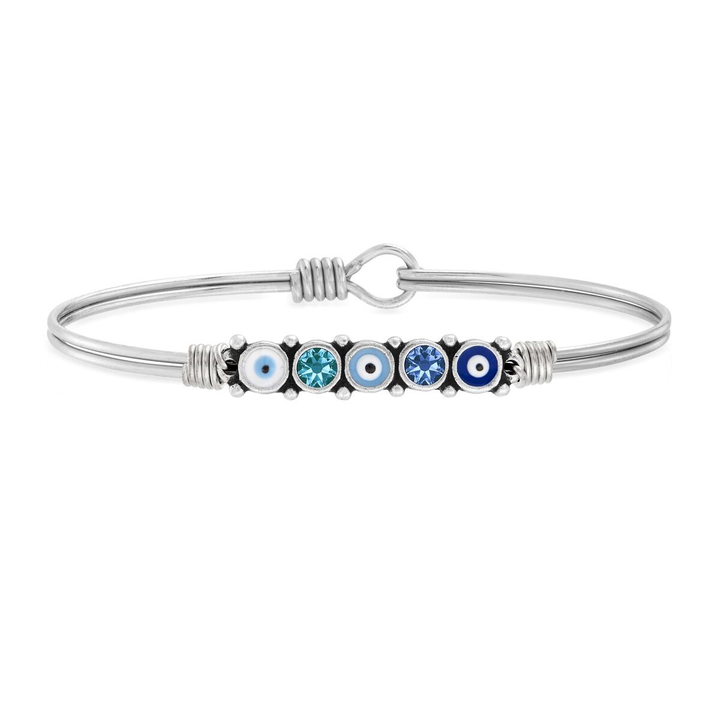 Blue Ombre Evil Eye Bangle Bracelet