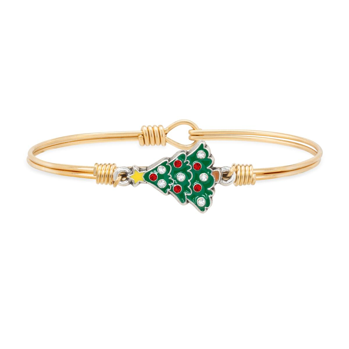 Crystal Holiday Tree Bangle Bracelet