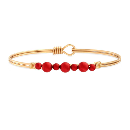 Graduated Crystal Pearl Bangle Bracelet (Scarlet)