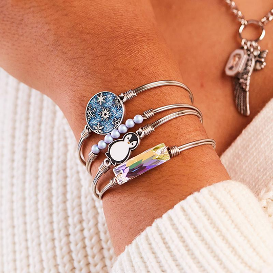 Snowflakes Bangle Bracelet