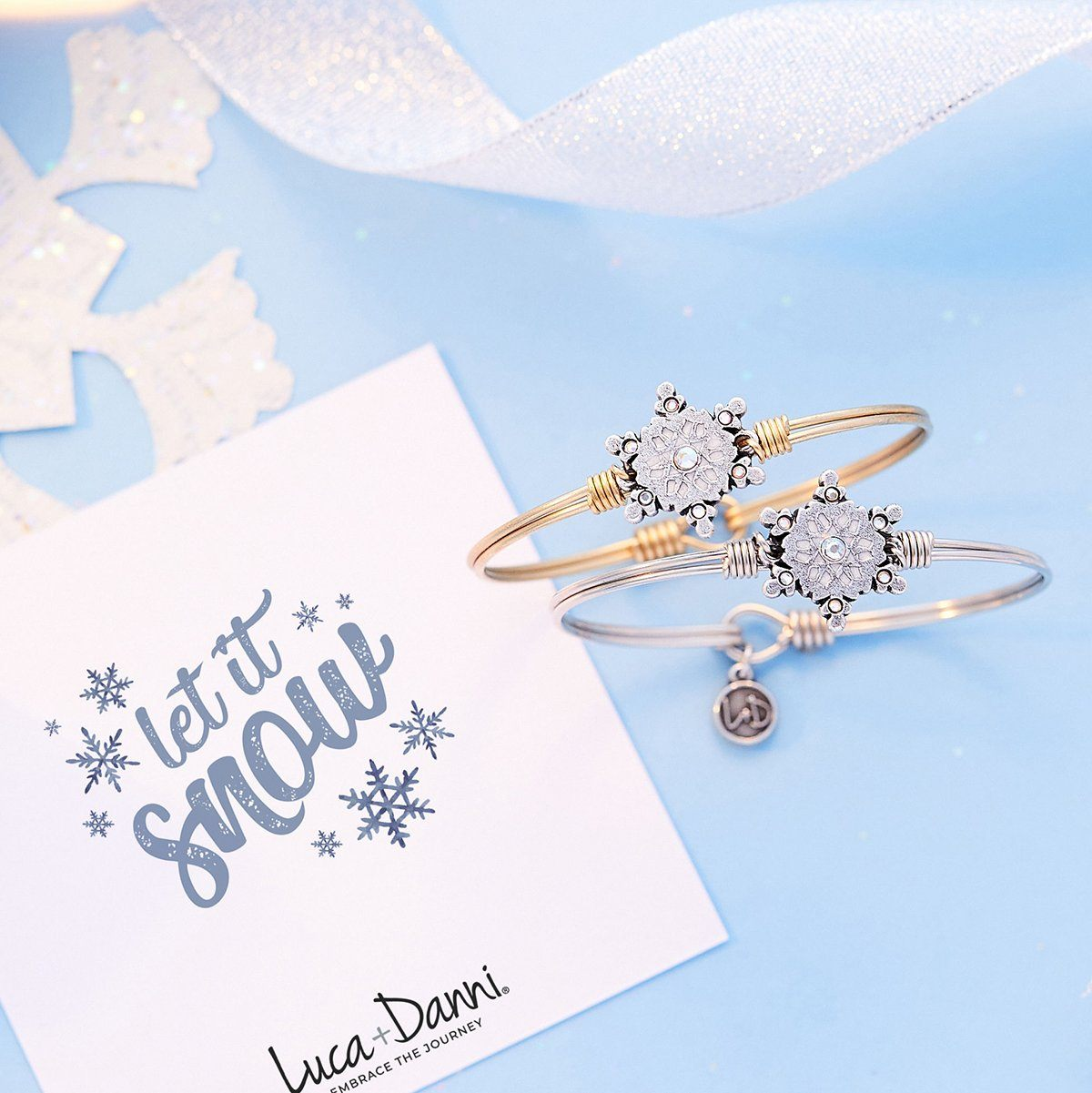 Sparkling Snowflake Bangle Bracelet