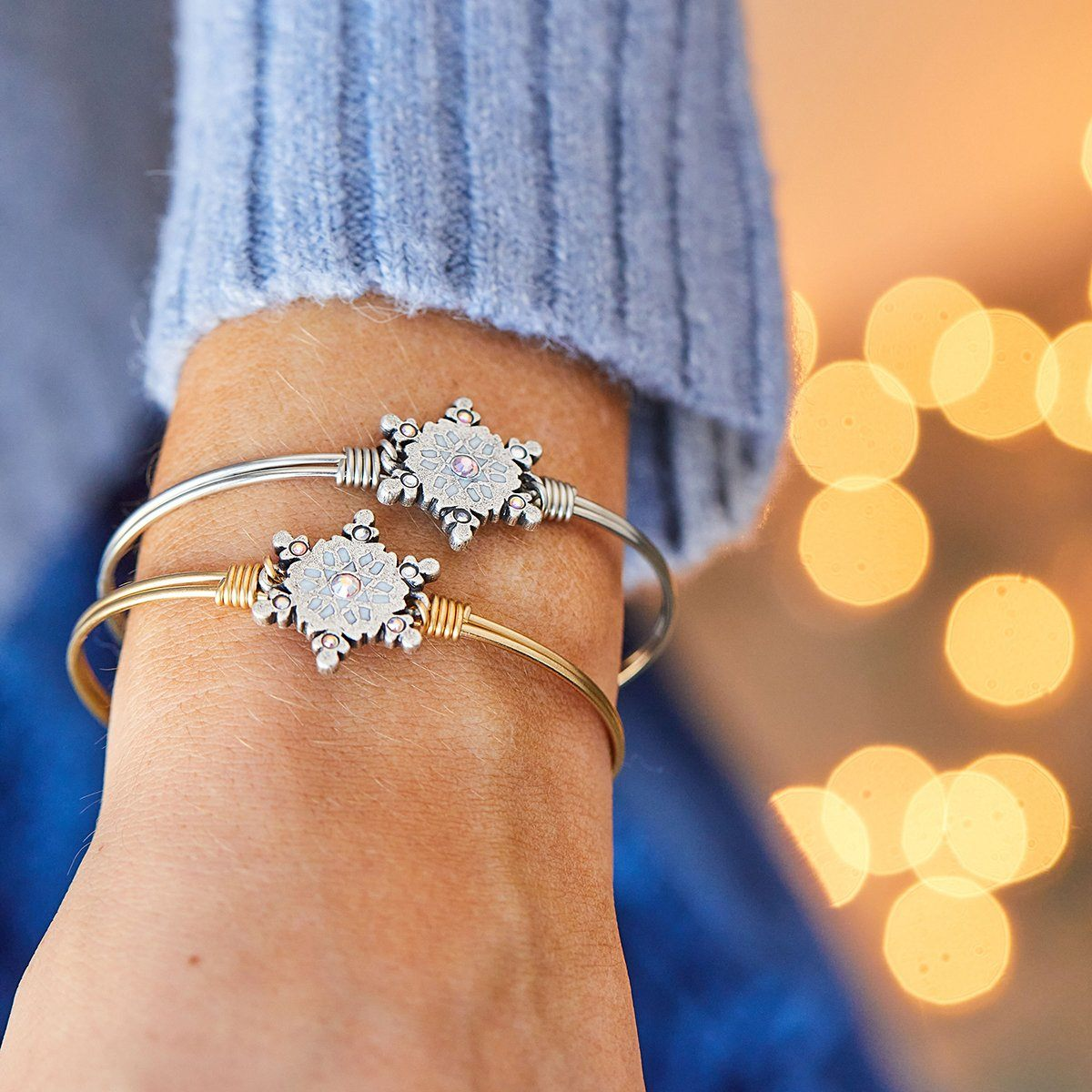 Sparkling Snowflake Bangle Bracelet