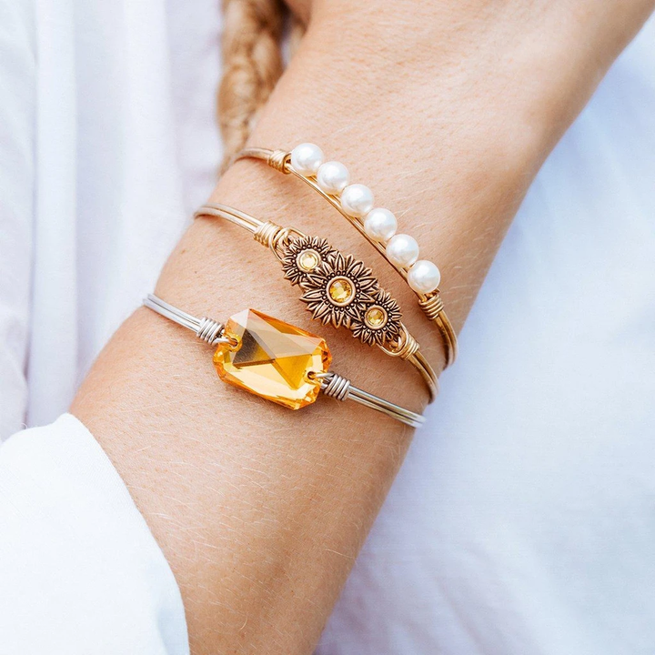 Luca Danni Sunflowers Bangle Bracelet Coral Calypso