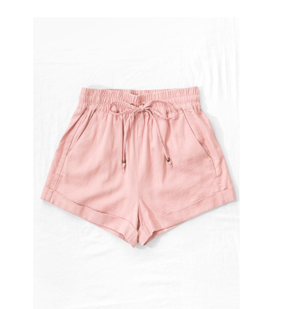 Linen Waistband Shorts with String Tie (Mauve)