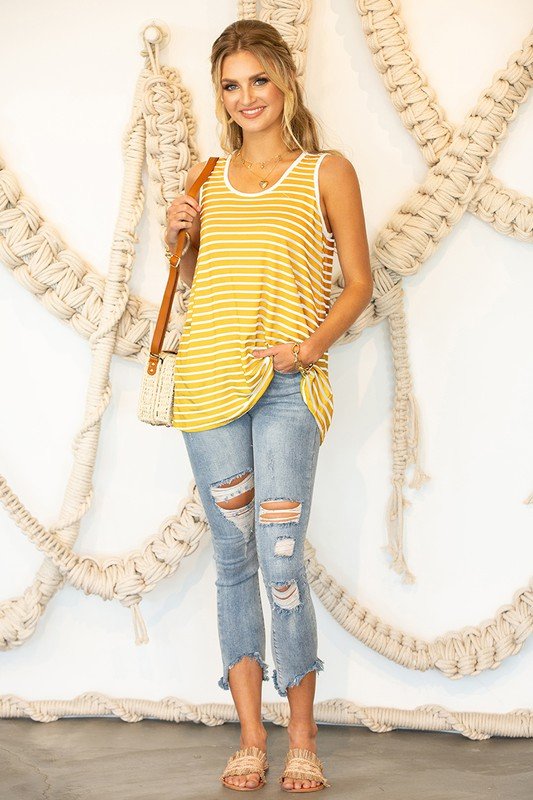 Loose Fit Tank Top (Mustard/Ivory)