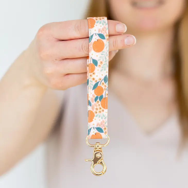 Oranges Floral Wristlet Keychain