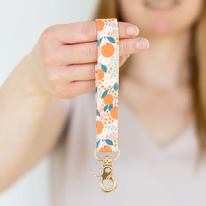 Oranges Floral Wristlet Keychain
