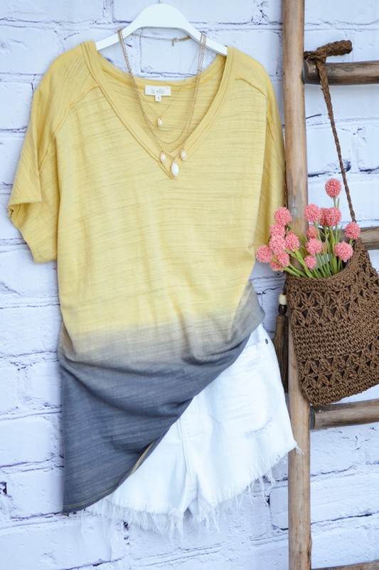 Peony Dip-Dye Top (Lemon)
