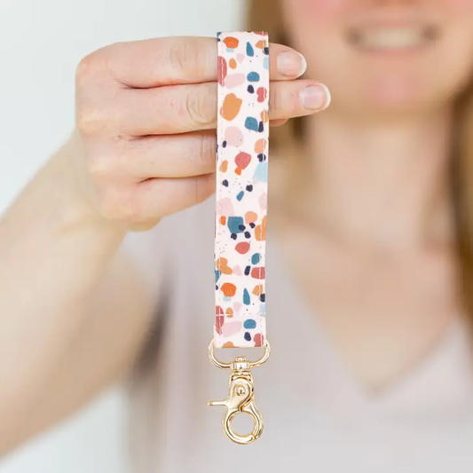 Pink Terrazzo Wristlet Keychain