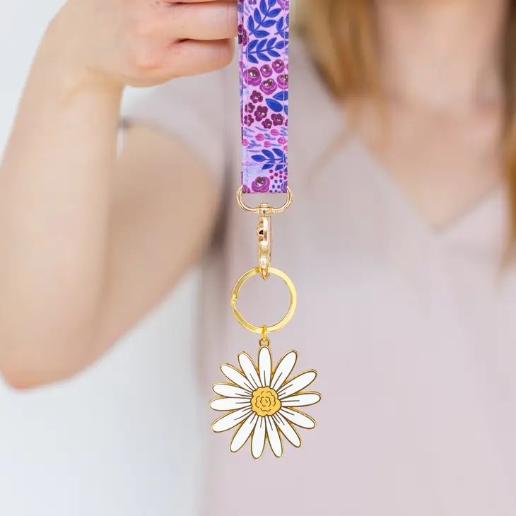 Purple Wildflowers Wristlet Keychain