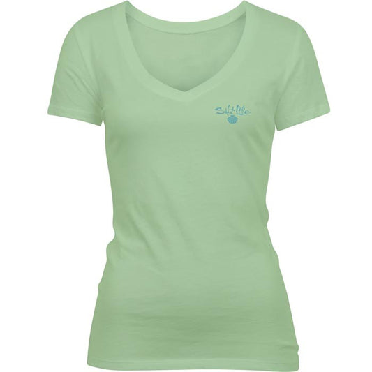 Tropescado Shell Ladies V-neck Tee (S)