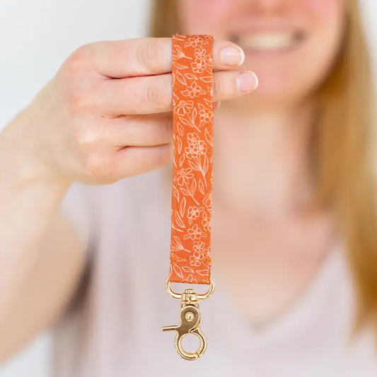 Terracotta Floral Wristlet Keychain