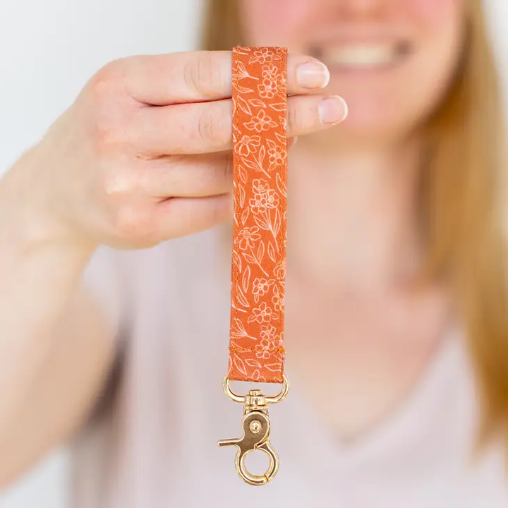 Terracotta Floral Wristlet Keychain