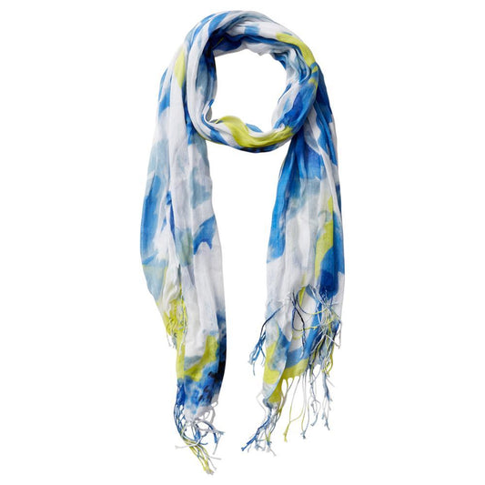 Large Bunch Floral Fringe Scarf (Blue)
