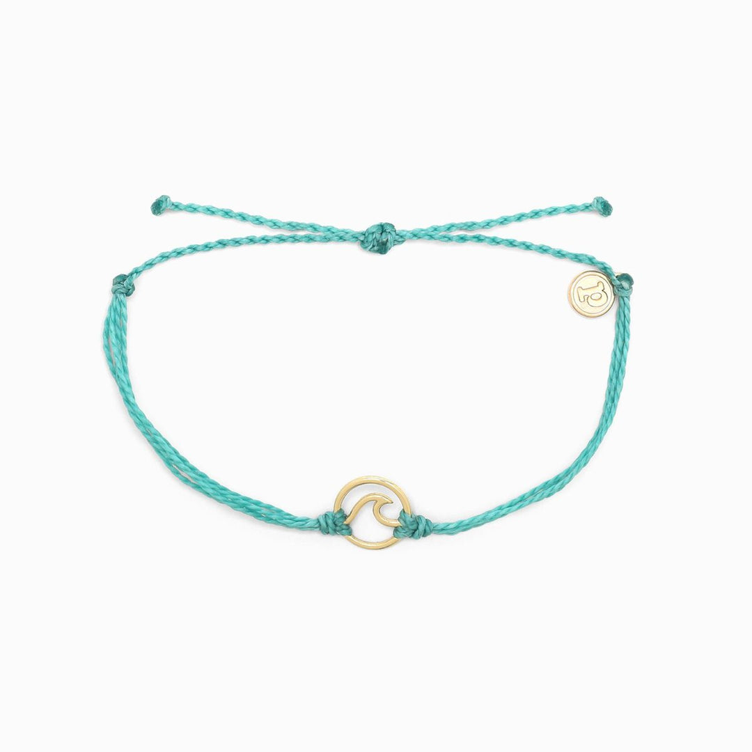 Pura Vida Gold Wave Charm Bracelet (Aqua)