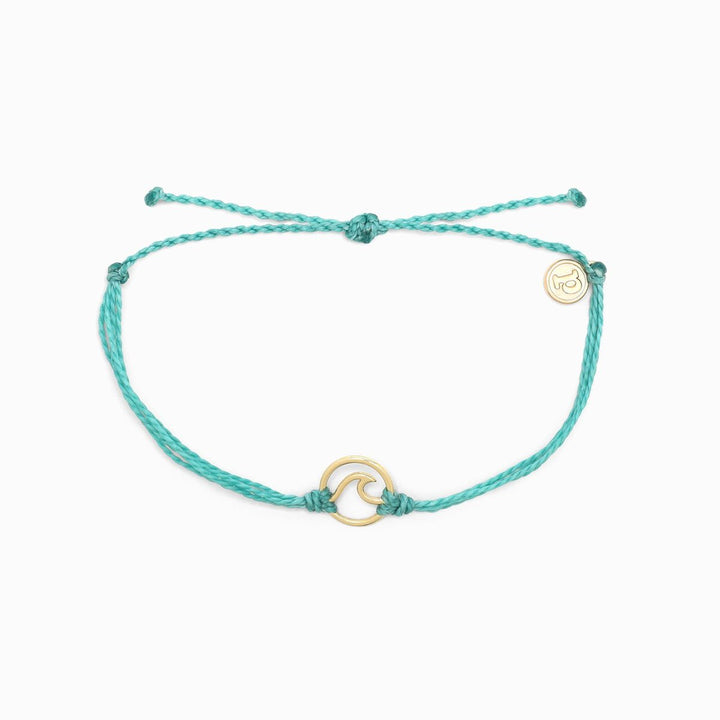 Pura Vida Gold Wave Charm Bracelet (Aqua)