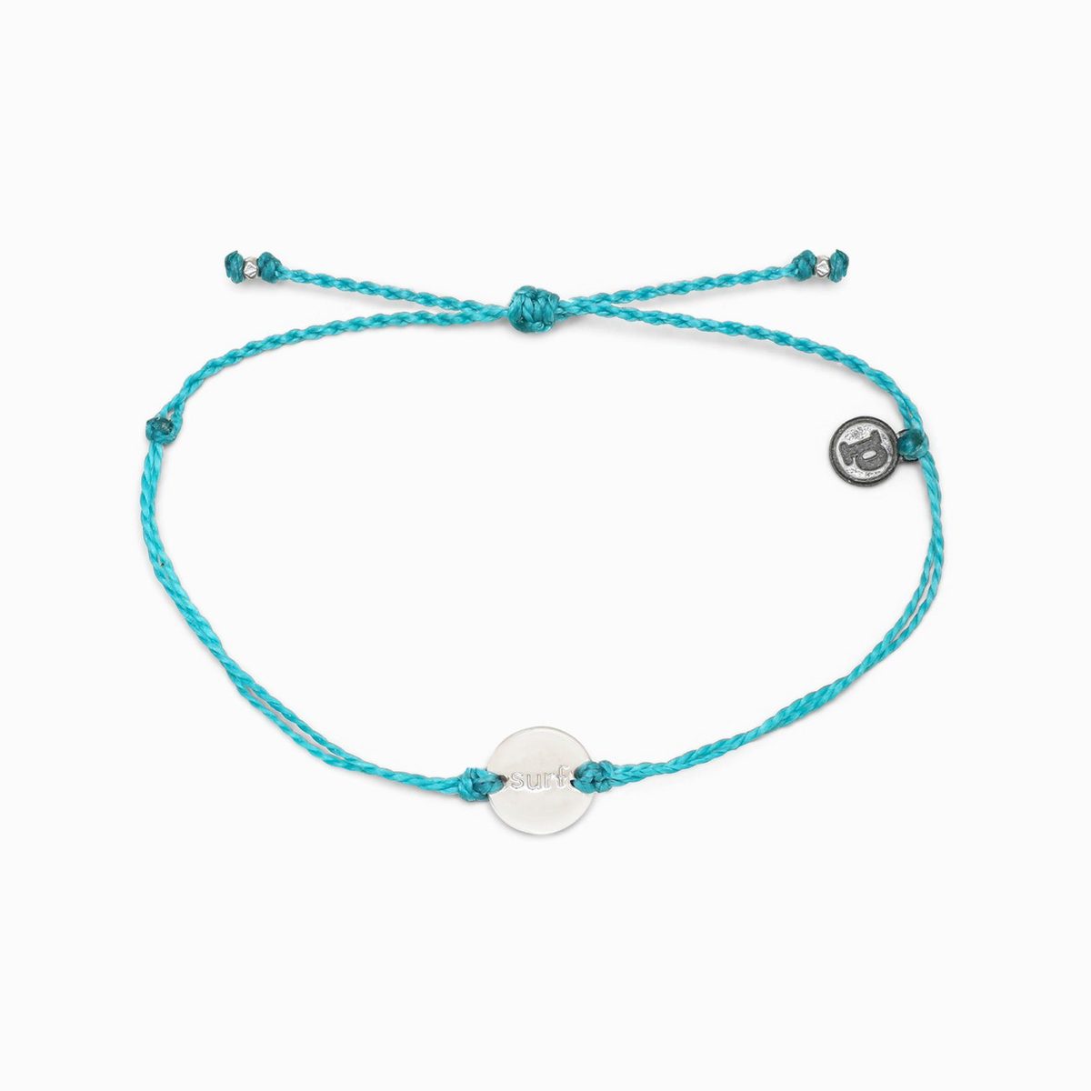 Pura Vida Silver Wave/Surf Coin Charm Bracelet (Pacific Blue)