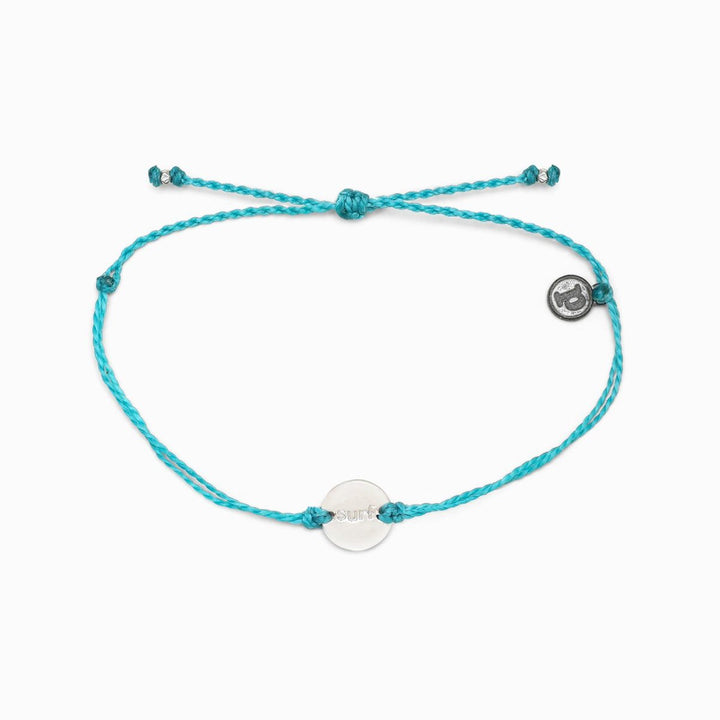 Pura Vida Silver Wave/Surf Coin Charm Bracelet (Pacific Blue)