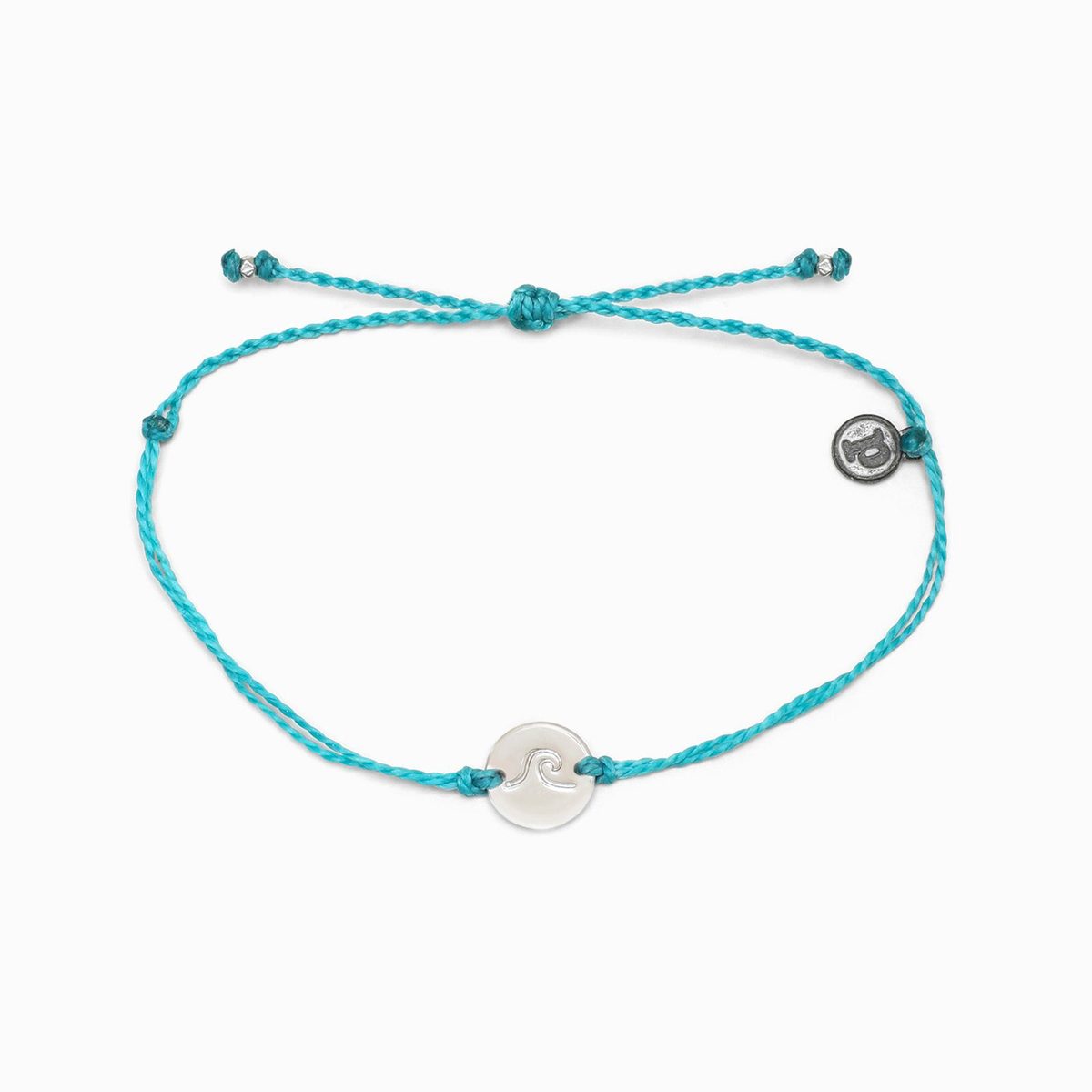 Pura Vida Silver Wave/Surf Coin Charm Bracelet (Pacific Blue)